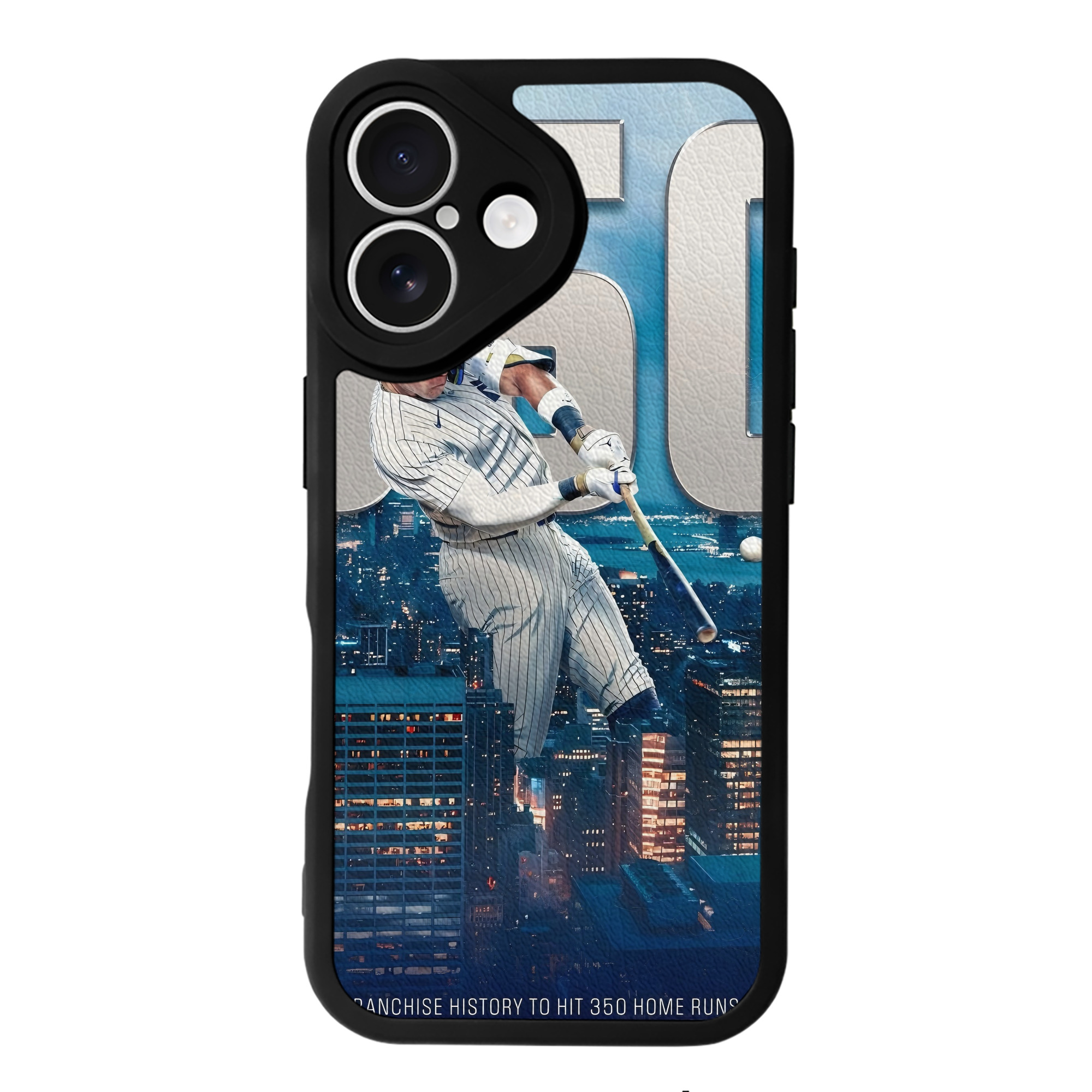 Aaron Judge's 350th Career Home Runs IPhone 16 Silicone Leather Case – UV Print, Lambskin Texture – Perfect Fit, Wireless Charging Compatible, Scratch Resistant, Precise Cutouts – Stylish Protection For IPhone 16